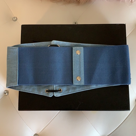 NWT Charlotte Russe Denim/Black Lace-Up Corset Bel - Picture 8 of 12